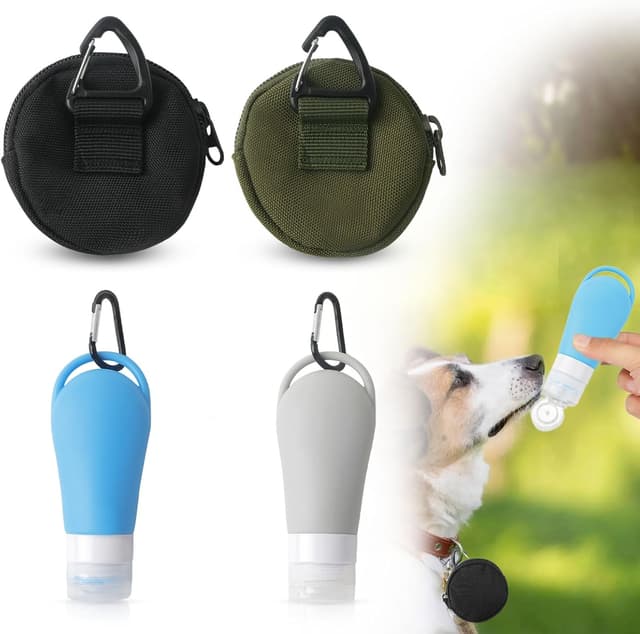 Detalle de GYYXH Set: 2 Leckerlitaschen mit Karabiner + 2 Futtertuben (90 ml) zum Befüllen für Hundetraining