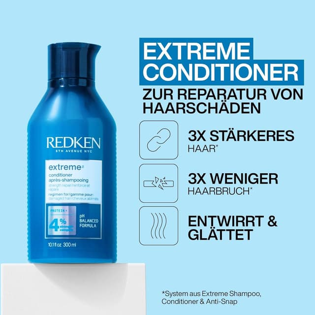 Detalle de Redken Extreme Conditioner Spülung für sprödes und geschädigtes Haar (Anti Haarbruch) – 1 x 300 ml