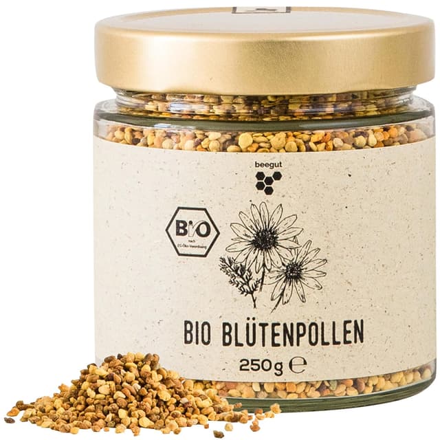 Detalle de beegut Blütenpollen BIO (250 g) mild süß – 100 % Bio, natürlich und schonend gewonnen