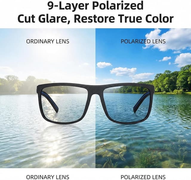 Detalle de Occhiali da sole Perfectmiaoxuan con lenti polarizzate UV400, TR90 e antiriflesso