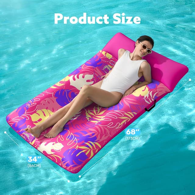 Detalle de Sloosh SLOOSH Inflatable Pool Floats Lounger XL (68" x 34") with Fabric Cover & Headrest