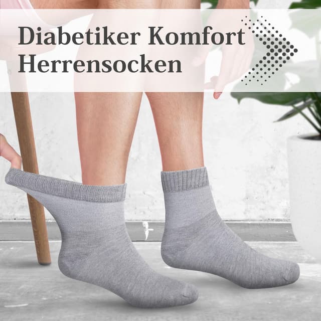 Detalle de Fiera Besa Diabetikersocken für Herren (Komfortbund, ohne Gummibund, knöchelhoch)