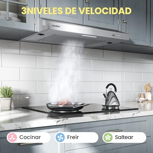 Detalle de Comfee SLIF17SS-60 LED: campana extractora bajo encimera de 60 cm y 200 m³/h