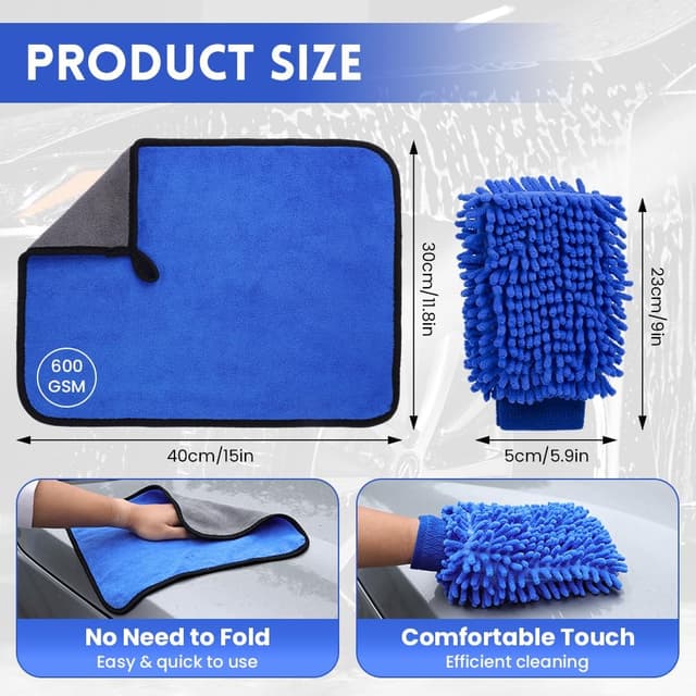 Thumbnail 2 de flintronic Kit limpieza coche bayetas microfibra 5 peças