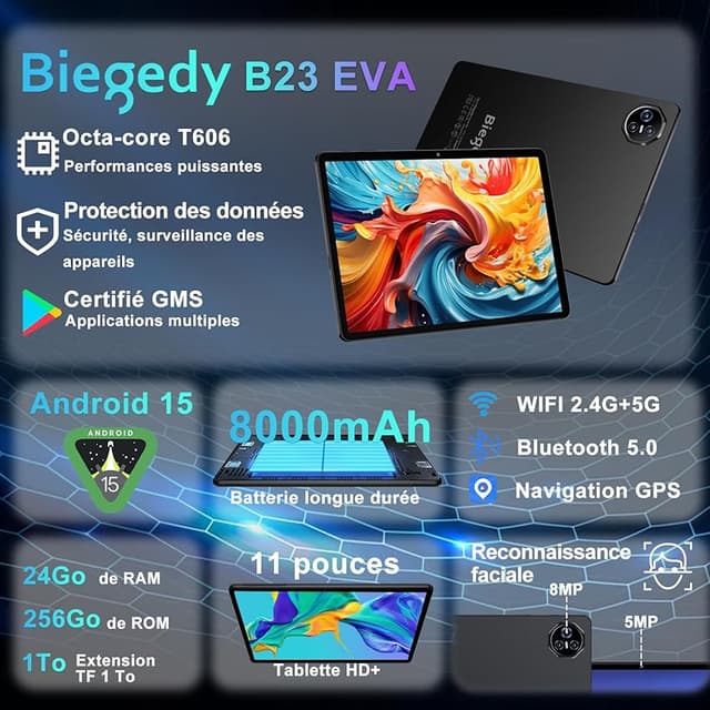 Thumbnail 1 de Biegedy 2026 Tablette 11 pouces Android 15 ⚙
