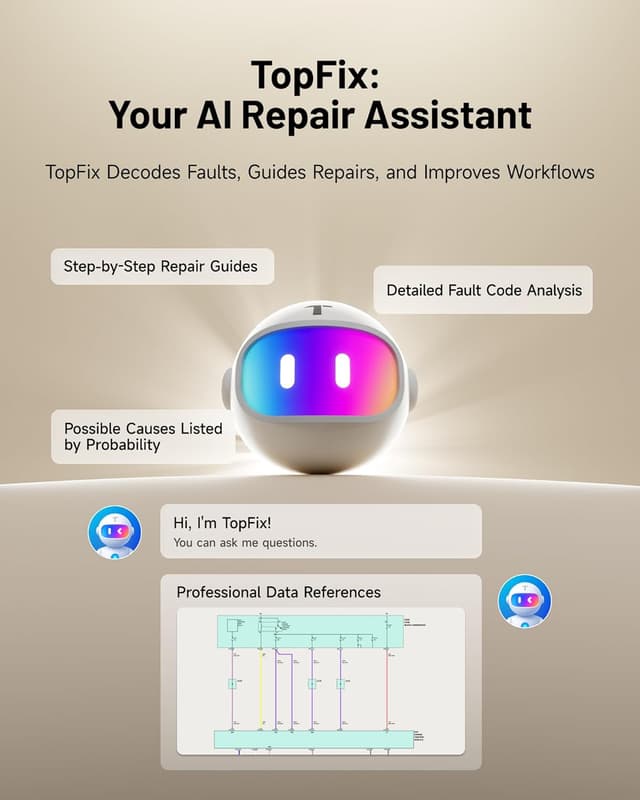 Detalle de TOPDON ONE 10.1" Bidirectional Car Diagnostic Tool (J2534 Pass-Thru) with ECU Coding, TopFix AI & Full System OBD2 Scanning