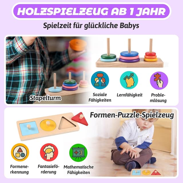 Detalle de Wooderma Montessori Spielzeug-Set 12 Monate