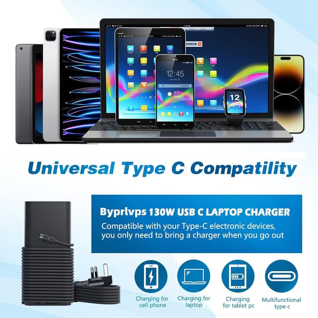 Thumbnail 6 de Byprlvps 130W USB-C Laptop Charger (USB-C/Type C) for Dell XPS, Latitude & Precision
