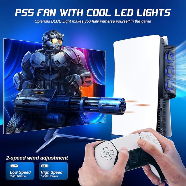 Thumbnail 2 de QYCHHJ PS5 Cooling Fan 3 in 1 with LED