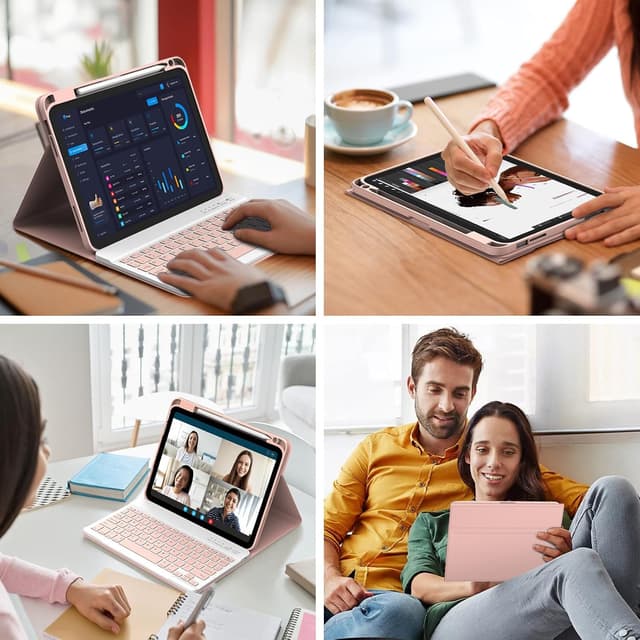 Thumbnail 6 de CC Store Keyboard Case for iPad A16 (11th Gen) & iPad 10th Gen 10.9in 2022 with Bluetooth Detachable Keyboard, Pink