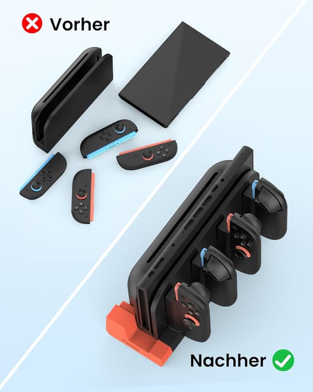 Thumbnail 6 de TRANSNOVO Switch 2 Controller Ladestation (für 4 Joy-Cons) – magnetische Schnelllade-Dockingstation mit LED-Anzeige, Schwarz