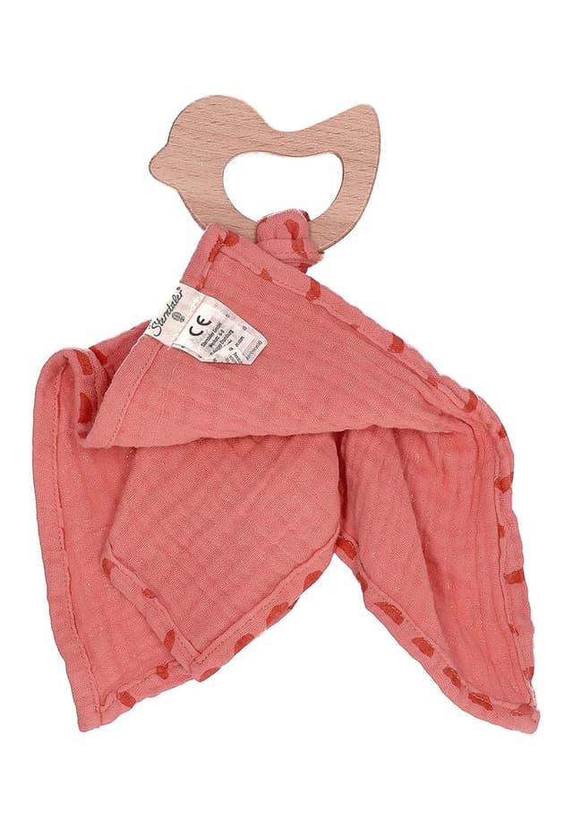 Detalle de Sterntaler Baby Schmusetuch Enna & Otti mit Beißring – Bio-Koralle, waschbar (unisex)