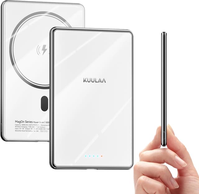 Detalle de Kuulaa MagSafe Power Bank 7mm Ultra-Slim 5000mAh (Magnetic Portable Charger, USB-C Output)