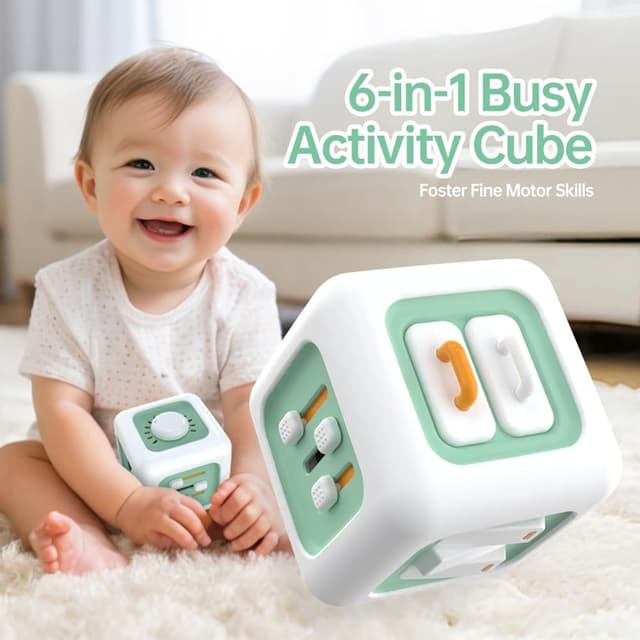 Detalle 2 de lerrbo Sensorisches Spielzeug – 6-in-1 Aktivitätswürfel für Kleinkinder (ab 1 Jahr)