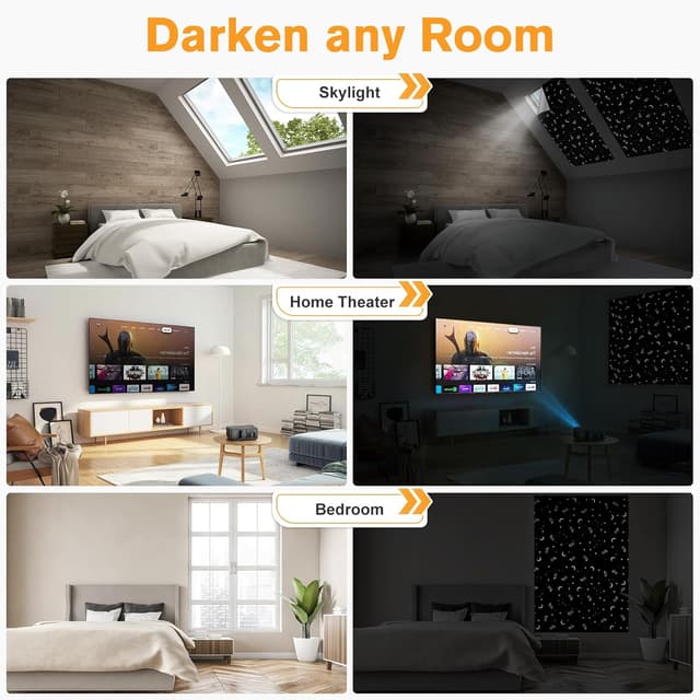 Detalle de Valquid Blackout Blind (200×145cm) stick-on temporary blackout blind with Velcro – cut to any size or shape