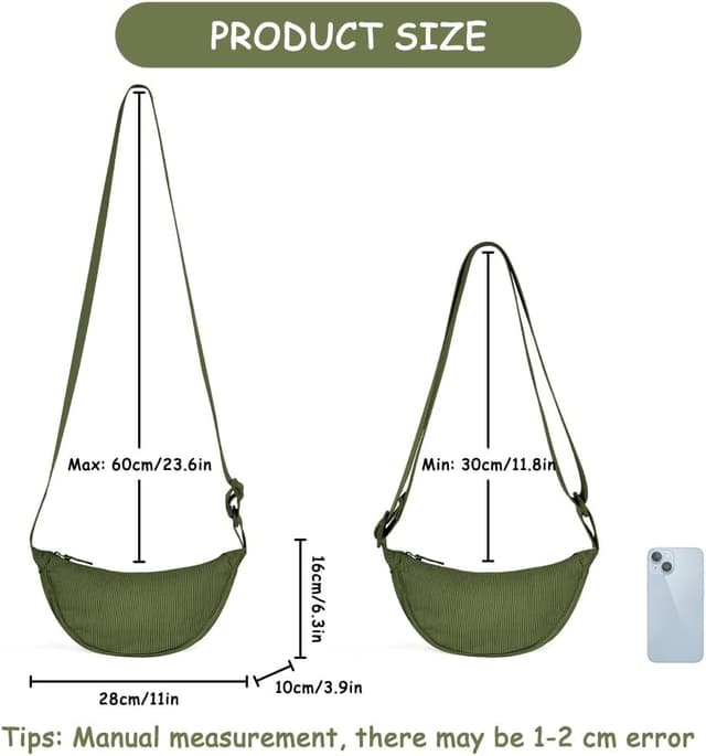 Detalle 2 de Aucuu Borsa a tracolla in nylon a mezzaluna con tracolla regolabile