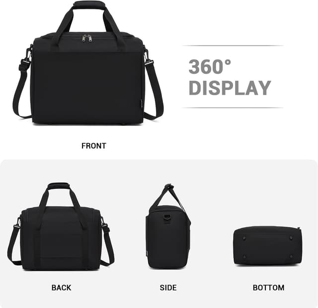 Detalle de KONO Ryanair Handgepäck-Tasche 40x30x20 cm – 24-Liter Weekender mit Schultergurt (Schwarz)