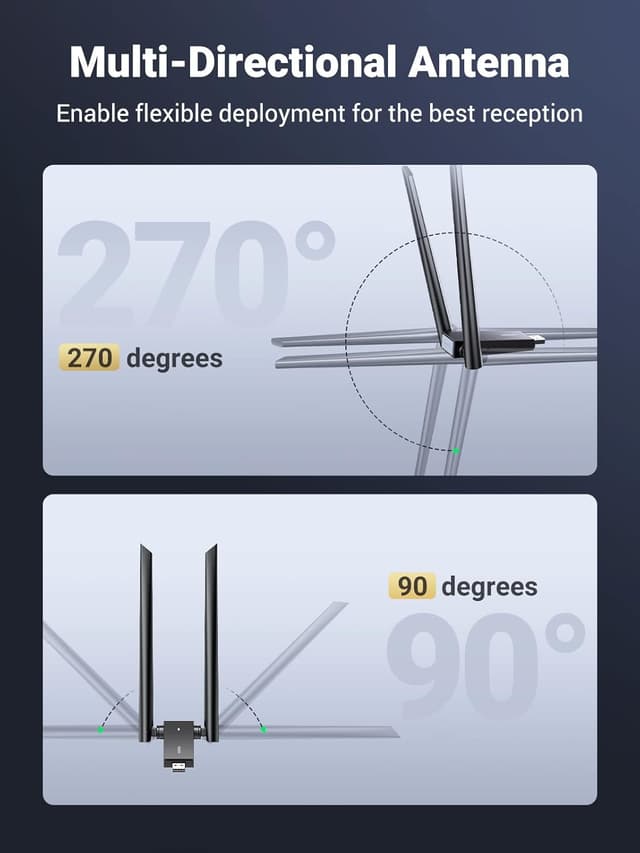 Thumbnail 5 de UGREEN USB WiFi Dongle AC1300Mbps dual antennas ⌛