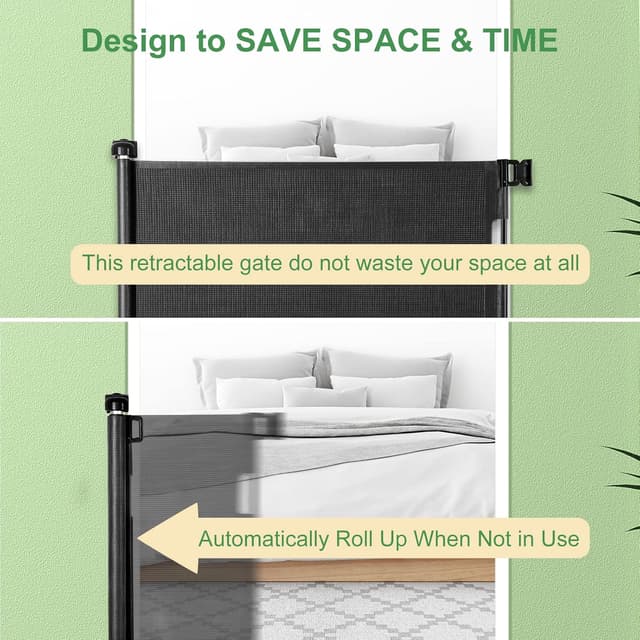 Thumbnail 4 de MYPIN Extra Wide Retractable Dog Gate 180×86 cm