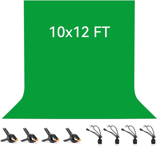 Detalle de Vevelux green screen backdrop 3 x 3.6 m (10 x 12 ft) with clamps and anti-wrinkle clips