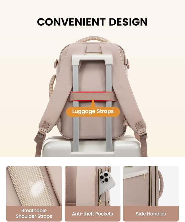 Detalle de LOVEVOOK Ryanair cabin bag 40x20x30 underseat travel backpack (40x30x20) with 180° opening