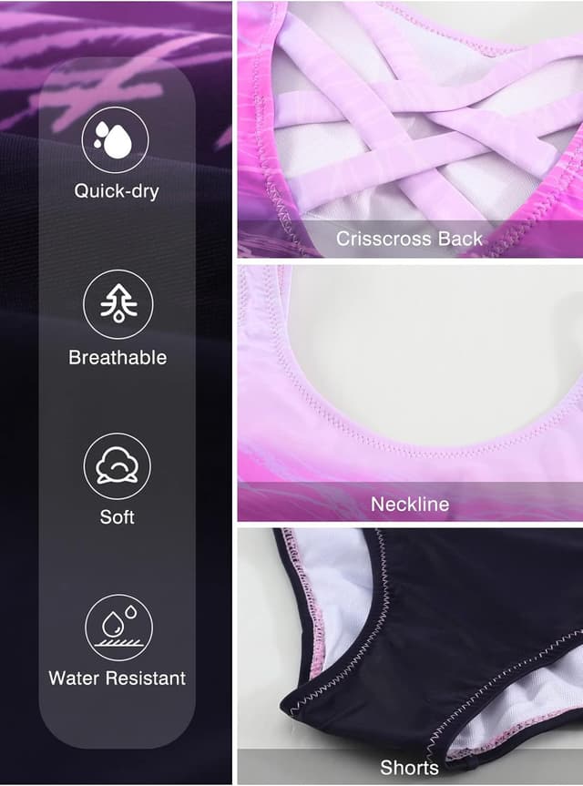 Detalle de Aleumdr women’s color block one-piece swimsuit for athletic training