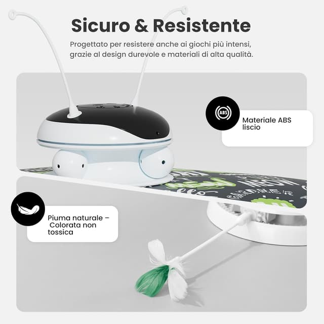 Detalle 2 de Gardner Pet Giocattolo per Gatti 5 in 1 elettrico interattivo automatico (verde) con piume, laser e suoni