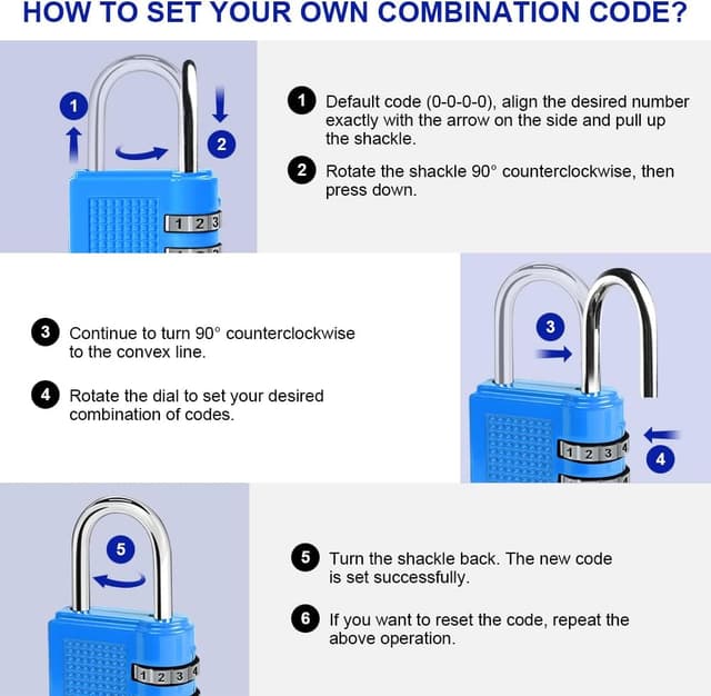 Thumbnail 6 de Flintronic lot de 2 cadenas à code à 3 chiffres TSA avec câble 14 cm