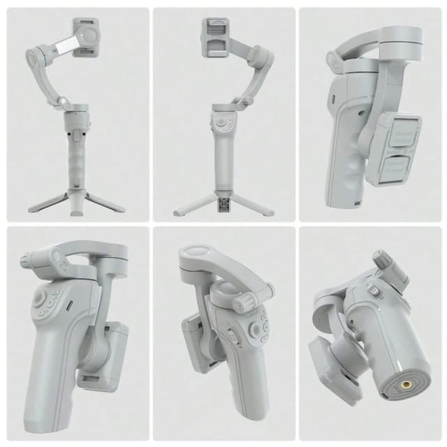 Detalle 2 de Klack M01 Estabilizador gimbal 3 ejes con luz de relleno