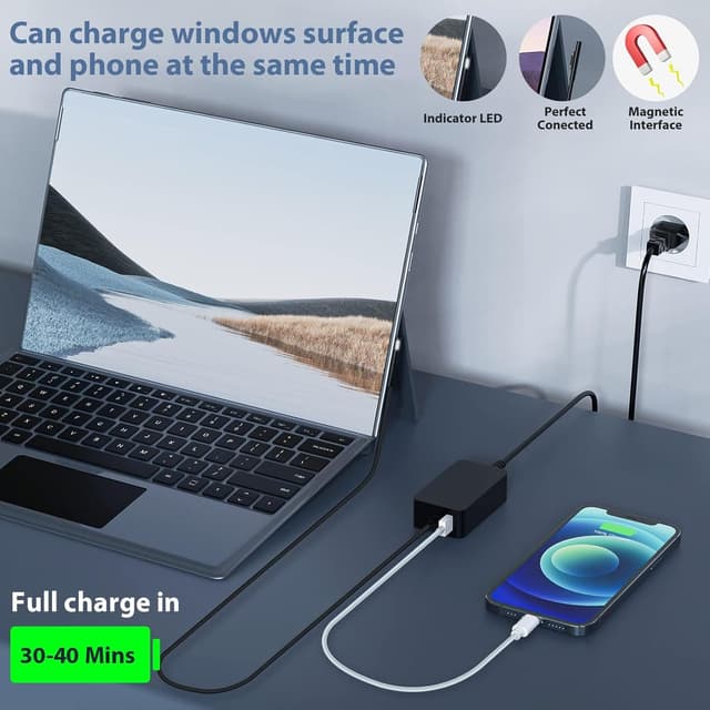 Detalle 2 de SUNYDEAL Chargeur Surface Pro 65 W