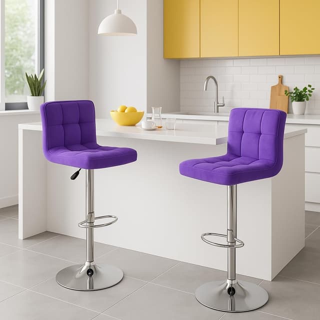 Detalle 2 de Baroni Home sgabello da bar viola regolabile 82,5 cm