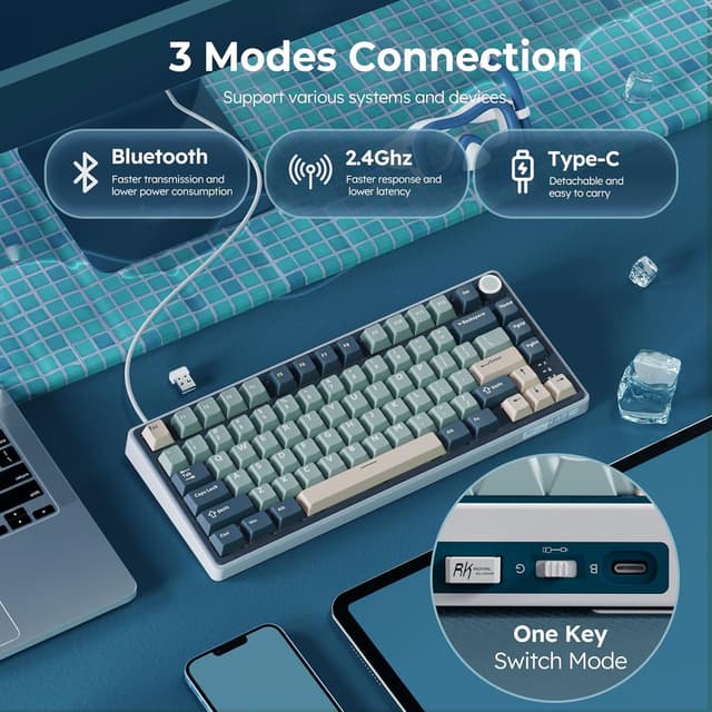 Detalle de RK ROYAL KLUDGE R75 Wireless 75% Hot‑Swappable Keyboard ⌨