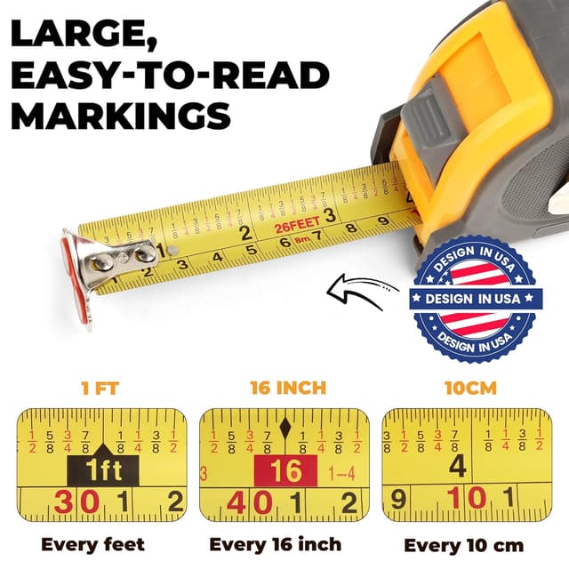 Thumbnail 2 de MulWark 8m tape measure Dual-scale, magnetic hook 📏