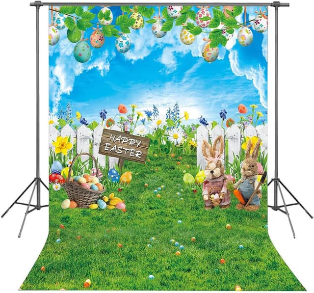 Thumbnail 6 de BINQOO 8x6FT Blue Sky Easter Backdrop