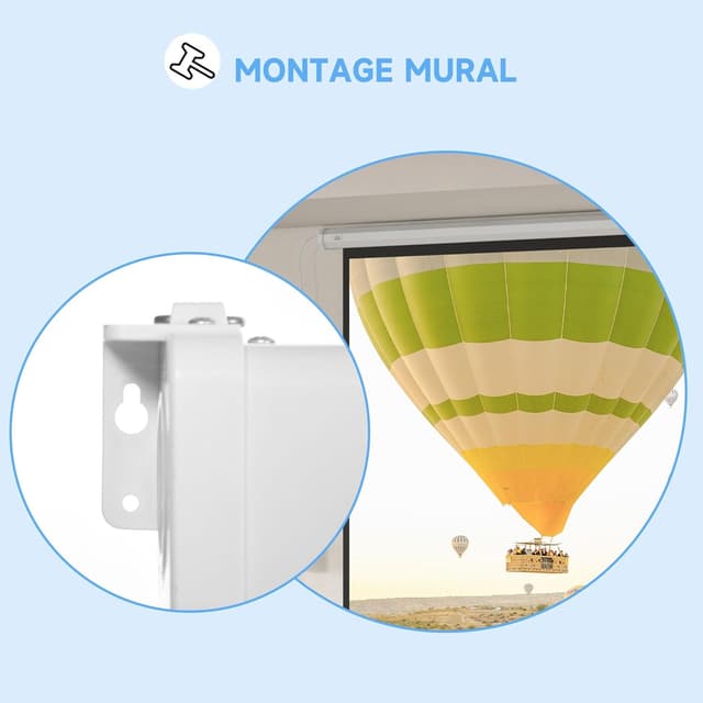 Detalle 2 de HOMCOM Écran vidéoprojecteur motorisé 96 pouces (format 1:1) 4K HD – montage mural ou plafond