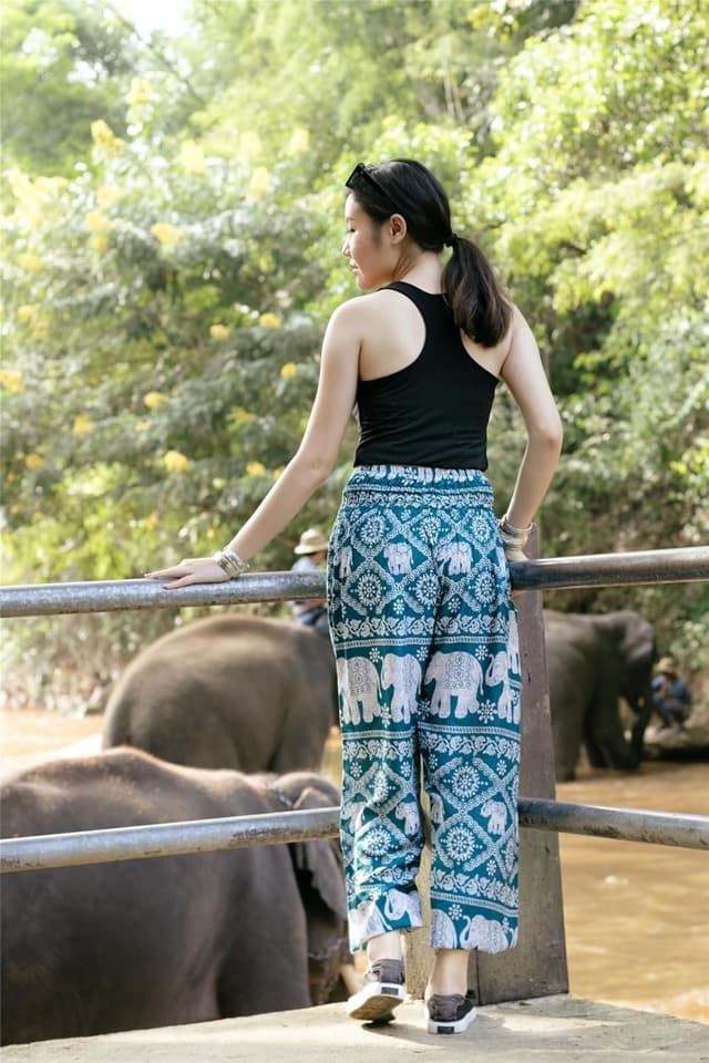 Detalle de Lofbaz harem pants for women in soft rayon – boho palazzo/yoga & lounge trousers