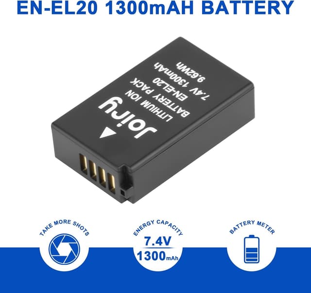 Detalle de Joiry 2x EN-EL20 / EN-EL20a battery and charger set for Nikon Coolpix cameras (1300 mAh)