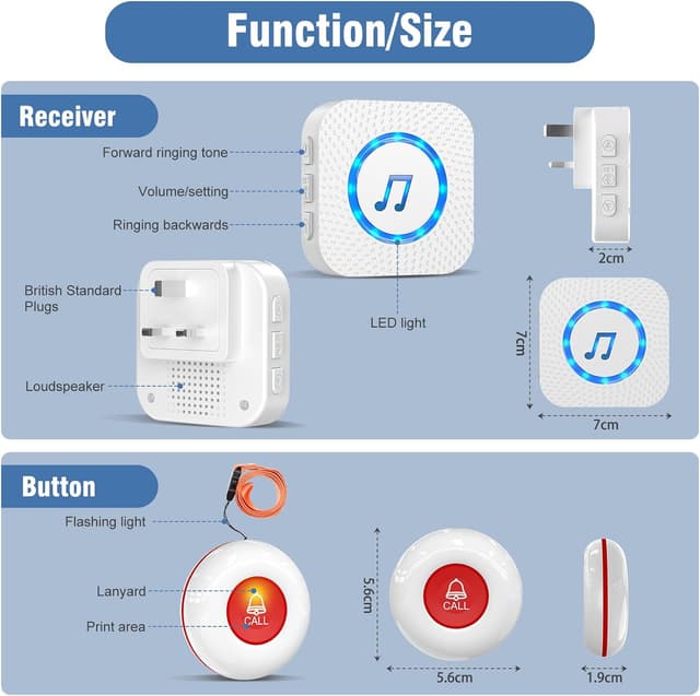 Thumbnail 6 de Personal Alarm Call Button 500 ft range 🚨