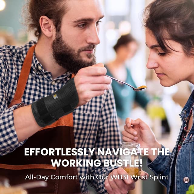 Detalle de BRACOO WB31 Adjustable Carpal Tunnel Wrist Support Splint (Right & Left) for Night Relief & Day Support