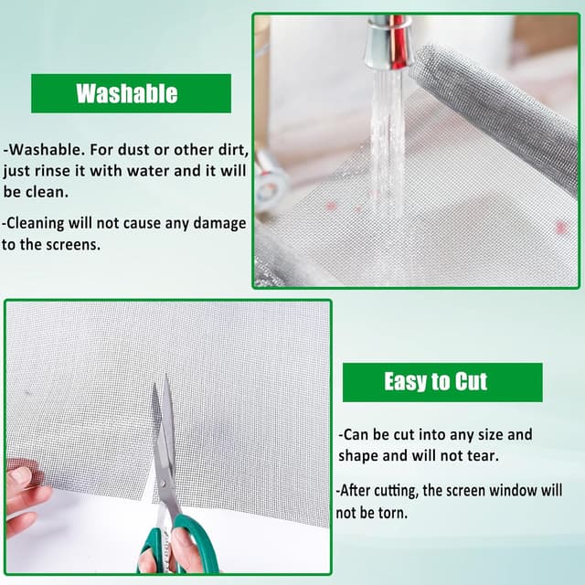 Detalle de Fliegennetz Meterware 120 x 250 cm aus Fiberglas (PVC-beschichtet), schneidbar – Ersatznetz für Fenster & Terrassentür (Grau)