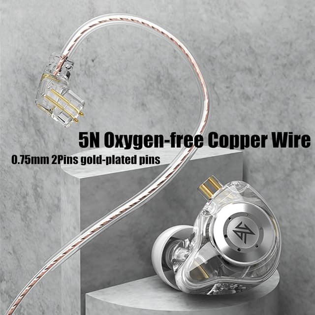 Detalle de Yinyoo KZ EDX PRO wired in-ear earphones (white) with 10mm dynamic driver