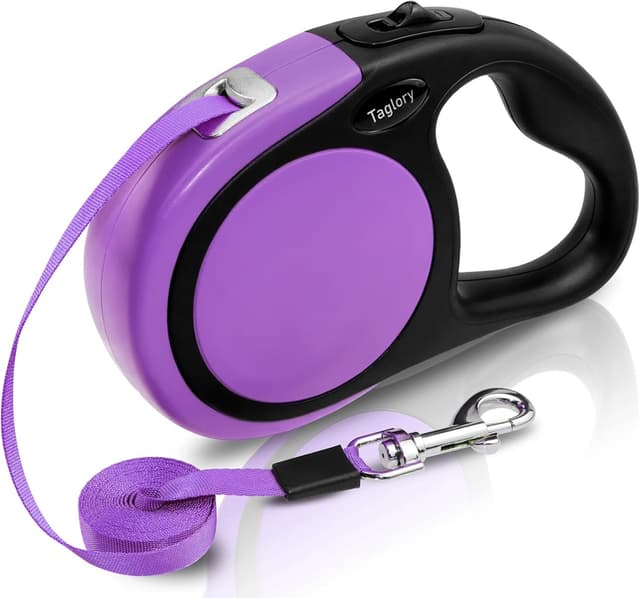 Detalle de Taglory Retractable Dog Lead 5 m (Purple) – 360° No-Tangle Extendable Leash for Small & Medium Dogs up to 20 kg