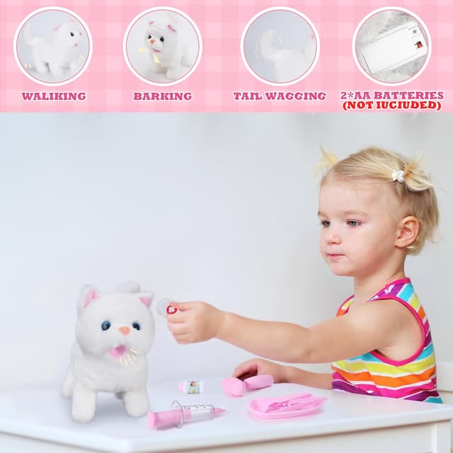 Detalle de Doctor Kit for Girls Vet Play Sets for Kids (White Kitten) — Pretend Play Doctor Case for Ages 3–6