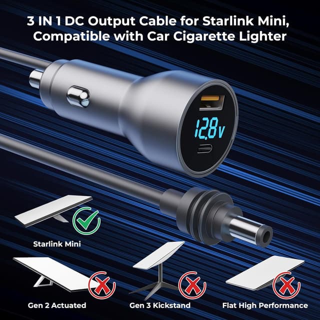 Detalle 2 de Starlink Mini 3-in-1 Car Power Cable 16.4FT 🔌