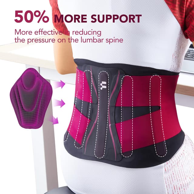 Detalle 1 de Fitomo Back Support Belt – ultra-thin lumbar back brace for women with 3D pad, adjustable straps and slim-fit yoga fabric