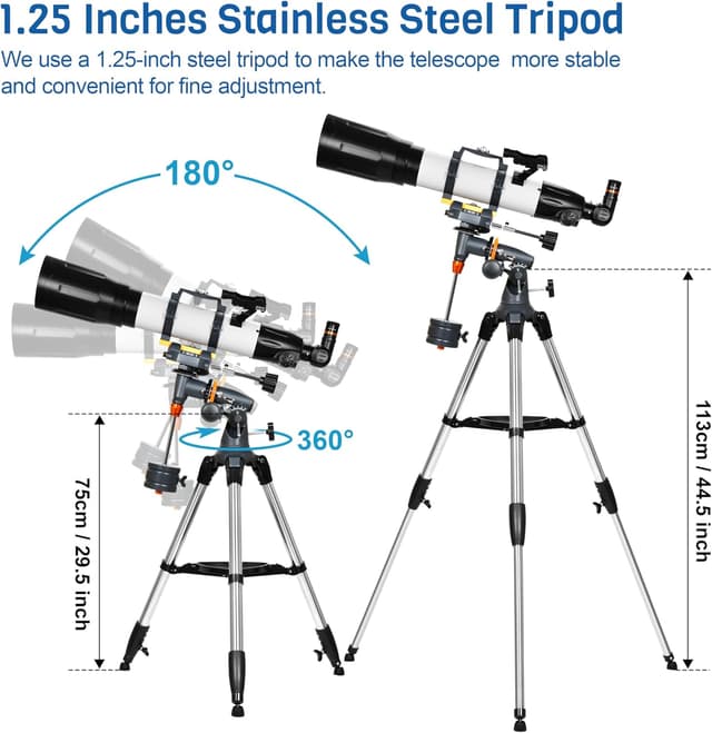 Detalle 2 de AOMEKIE 90mm telescope with EQ mount