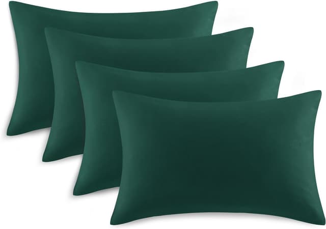 Detalle de Tifschlaf Tifschlaf Pillow Cases (4 Pack) – Emerald Green Brushed Microfibre Pillow Covers, Standard Queen 50x75 cm