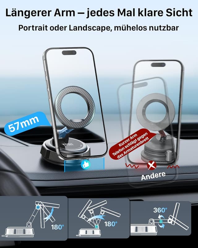 Thumbnail 5 de YOSH MagSafe Autohalterung mit 300 N Haftkraft