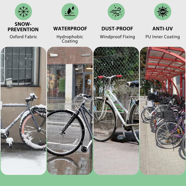 Detalle 2 de Topcrown XL Waterproof Bike Cover (210D, 3000mmH₂O) for 1 Bike with Storage Bag