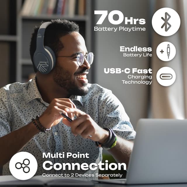 Thumbnail 4 de PowerLocus Bluetooth Headphones 60Hrs playtime